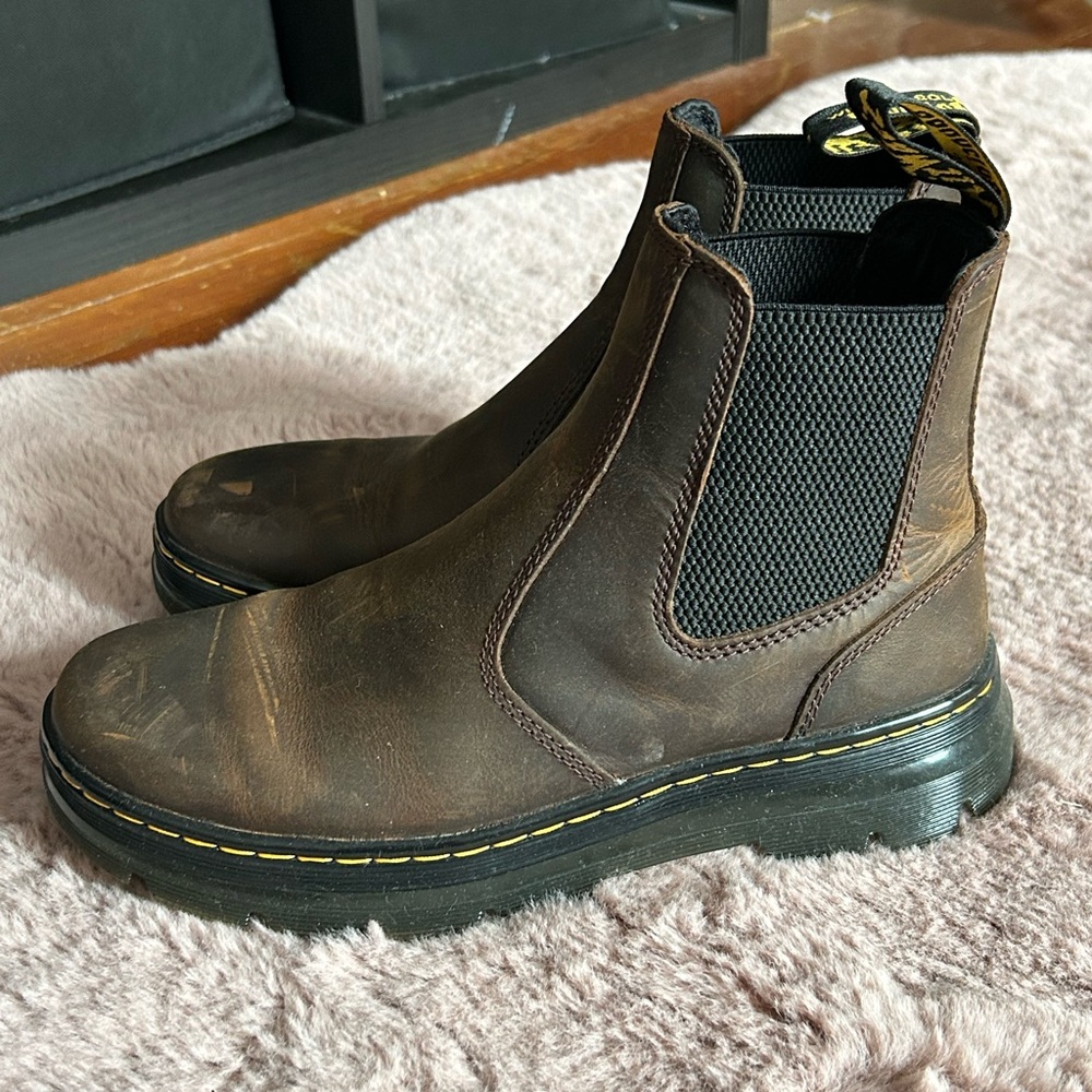 Dr. Martens Brown Chelsea Boots with Rugged Leather